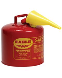 Eagle Type I Safety Can For Flammables With F-15 Plastic Funnel, 2 Gallon, Red