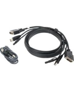 IOGEAR G2L703UTAA3 - Keyboard / video / mouse (KVM) cable - TAA Compliant - USB, mini jack, DVI (M) to USB, mini jack, DVI (M) - 10 ft - for P/N: GCS1212TAA3, GCS1214TAA3, GCS1218TAA3