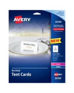 Avery Arched Die-Cut Tent Cards, 2-1/16in x 3-3/4in, 65 Lbs, Pack Of 100