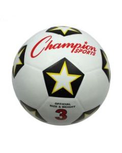 Champion Sports Rubber Soccer Ball, No. 3, Black/Red/White