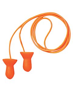 Quiet Reusable Earplugs, Foam, Orange, Corded, Poly Bag