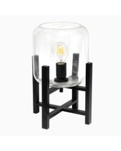 Simple Designs Wood Mounted Table Lamp, 13-7/16inH, Clear Shade/Black Base