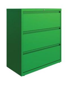 Lorell 36inW Lateral 3-Drawer File Cabinet, Metal, Green