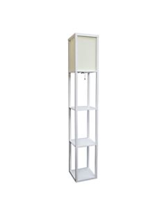 Simple Designs Etagere Organizer Floor Lamp, 63 3/8inH, Soft White Linen Shade/White Base