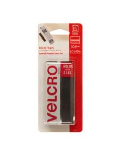 Velcro Sticky-Back Strips, 3/4inx3-1/2in Black 10/pk