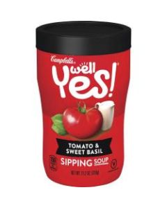 Campbells Tomato & Sweet Basil Sipping Soup - No Artificial Color, No Artificial Flavor - Tomato & Sweet Basil - Can - 1 Serving Can - 11.10 oz - 8 / Carton