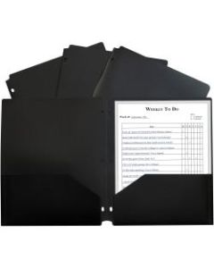C-Line 2-pocket Heavyweight Poly Portfolio Pocket - 11.4in Length - 100 mil Thickness - For Letter 8 1/2in x 11in Sheet - 3 x Holes - Ring Binder - Rectangular - Black - Polypropylene - 25 / Box