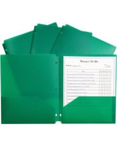 C-Line 2-pocket Heavyweight Poly Portfolio Pocket - 11.4in Length - 100 mil Thickness - For Letter 8 1/2in x 11in Sheet - 3 x Holes - Ring Binder - Rectangular - Green - Polypropylene - 25 / Box