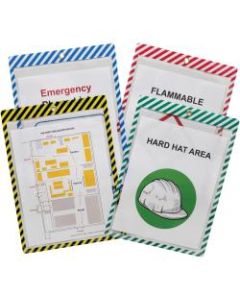 C-Line Safety Striped Shop Ticket Holders - 0.1in x 9.8in x 13.6in - Vinyl - 25 / Box - Assorted