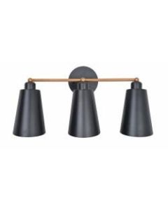 Kenroy Home Alvar 3-Light Vanity Lamp, 22inW, Matte Black/Gold