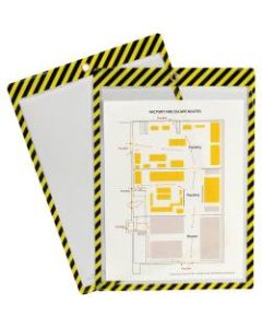 C-Line Safety Striped Shop Ticket Holders - 0.1in x 9.8in x 13.6in - Vinyl - 25 / Box - Yellow, Black