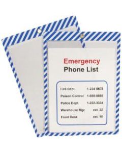C-Line Safety Striped Shop Ticket Holders - 0.1in x 9.8in x 13.6in - Vinyl - 25 / Box - Blue, White