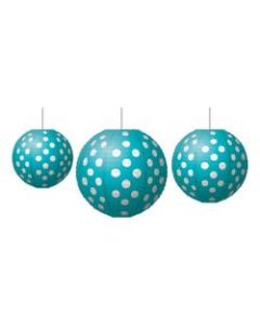 Teacher Created Resources Paper Lanterns, Polka Dots, Teal/White, Pack Of 3