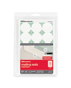 Office Depot Brand Permanent Mailing Seals, 1in Diameter, White, Pack Of 600