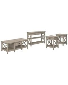 Bush Furniture Key West Coffee Table With Console Table And Set Of 2 End Tables, Washed Gray, Standard Delivery