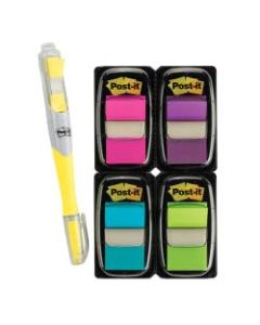Post-it Notes Flags, With Flag Highlighter, Assorted Bright Colors, 50 Flags Per Pad, Pack Of 4 Pads