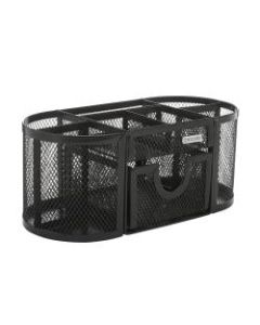 Rolodex Mesh Oval Pencil Cup And Organizer, 3 7/8inH x 4 1/2inW x 9 5/16inD, Black