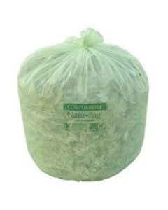 Natur Bag Compostable Trash Liners, 64 Gallons, Green, 10 Bags Per Roll, Case Of 6 Rolls