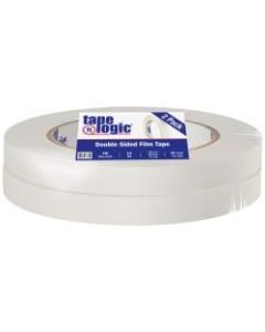 Tape Logic Double-Sided Film Tape, 3in Core, 0.5in x 180ft, White, Pack Of 2