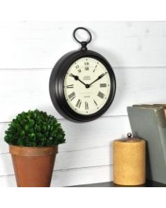 FirsTime Station Clock, 9inH x 7inW x 5 1/2inD, Black