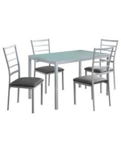 Monarch Specialties Abraham Dining Table With 4 Chairs, Silver