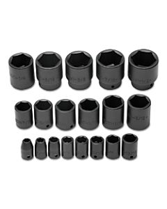 PROTO 19-Piece Impact Socket Set, SAE, 1/2in Drive, 3/8in to 1-1/2in Opening, 6-Point