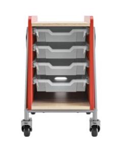 Safco Whiffle 4-Drawer Mobile Storage Cart, 27-1/4inH x 16inW x 20inD, Red