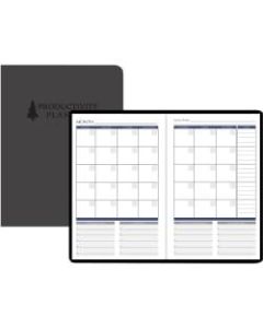 House of Doolittle Non-dated Productivity Planner - Monthly, Weekly - 1 Year - 1 Month, 1 Day, 1 Week Double Page Layout - Blue Sheet - Gray - Suede - Gray - 9.3in Height x 6.3in Width