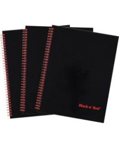 Black n Red Hardcover Twinwire Business Notebook - Twin Wirebound - 12in x 8.5in1.7in - Matte Cover - Perforated, Bleed Resistant - 3 / Pack