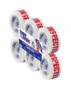 Tape Logic Inspected Preprinted Carton Sealing Tape, 3in Core, 2in x 110 Yd., Red/White, Case Of 6