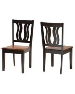 Baxton Studio Fenton Dining Chairs, Dark Brown/Walnut Brown, Set Of 2 Chairs