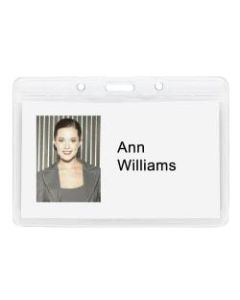 Office Depot Brand Plastic Badge Holders, 3-1/2in x 3-1/4in, Horizontal, Pack Of 12