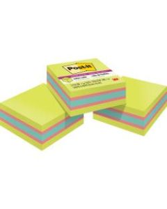 Post-it Super Sticky Notes Cubes - 3in x 3in - Square - 360 Sheets per Pad - Bright Green, Blue, Pink - Paper - Sticky, Recyclable - 1 / Pack