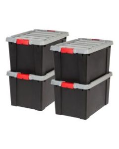 IRIS Store It All Plastic Storage Totes, 19 Gallons, 14 3/4in x 17 5/8in x 24 7/8in, Black, Case Of 4