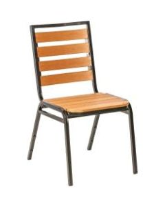 Lorell Faux Wood Outdoor Chairs, Teak/Black, Set Of 4 Chairs
