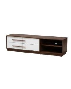 Baxton Studio Mid-Century Modern 2-Tone TV Stand With 4 Drawers, White/Walnut