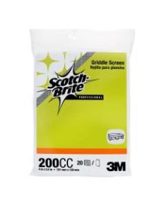 Scotch-Brite 200CC Griddle Screen Pads, 4in x 5 1/2in, Brown, 20 Pads Per Pack, Case Of 10 Packs