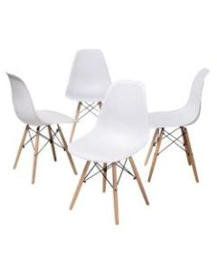 Mid-century Modern Dining Chair, White/Beech Wood