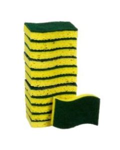 Scotch-Brite Heavy-Duty Cellulose Scrub Sponges, 2 3/4in x 4 1/2in, Yellow/Green, Pack of 12 Sponges