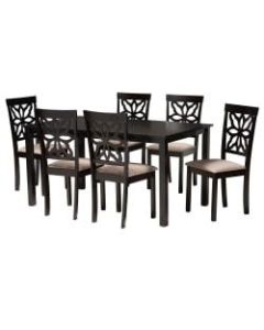 Baxton Studio Dallas Dining Set, 29-1/8inH x 59-1/16inW x 35-7/16inD, Sand/Dark Brown