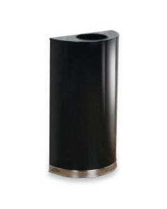 United Receptacle 30% Recycled Half Round Open-Top Steel Receptacle, 12 Gallons, 32in x 18in x 9in, Black/Chrome