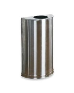 United Receptacle 30% Recycled Half Round Open-Top Steel Receptacle, 12 Gallons, 32in x 18in x 9in, Stainless Steel