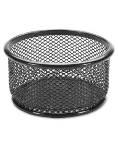 Lorell Mesh Round Paper Clip Holder, Black