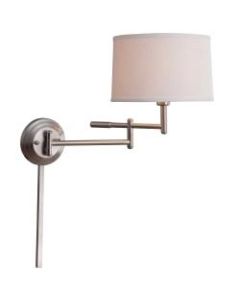 Kenroy Home Theta Wall-Mount Swing Arm Lamp, 13-11/16inW, Brushed Steel