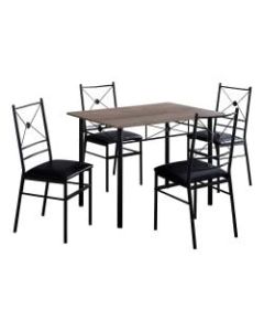 Monarch Specialties 43inW Rectangular Table With 4 Chairs, Dark Taupe/Black