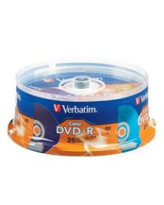 Verbatim Life Series DVD-R Discs, Assorted Colors, Pack Of 25