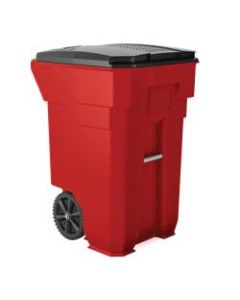 Suncast Commercial Wheeled Square HDPE Trash Can, 65 Gallons, 40-7/8inH x 27inW x 31-1/4inD, Red