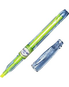 SKILCRAFT 100% Recycled Barrel Highlighters, Chisel Point, Fluorescent Yellow, Pack Of 12