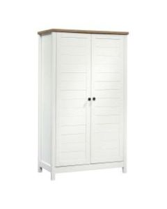 Sauder Cottage Road 61inH Traditional Style Storage Cabinet, Soft White/Lintel Oak