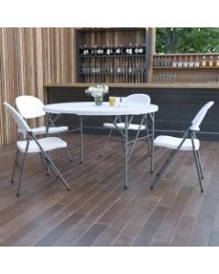 Flash Furniture Round Bi-Fold Plastic Banquet And Event Folding Table, 29-1/2inH x 47-3/4inW x 47-3/4inD, Granite White